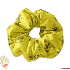 Bee Kind Yellow Scrunchie Hair Tie, Be Kind Scrunchy Hair Tie Accessory, Bee Scrunchies, Kindness Hair Accessory