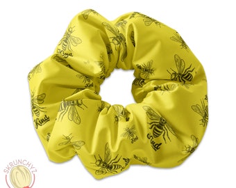 Bee Kind Yellow Scrunchie Hair Tie, Be Kind Scrunchy Hair Tie Accessory, Bee Scrunchies, Kindness Hair Accessory