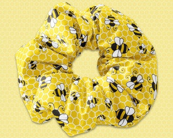 Bumble Bee Yellow Scrunchie Hair Tie, Honey Bee Scrunchy Hair Tie Accessory, Bee Scrunchies