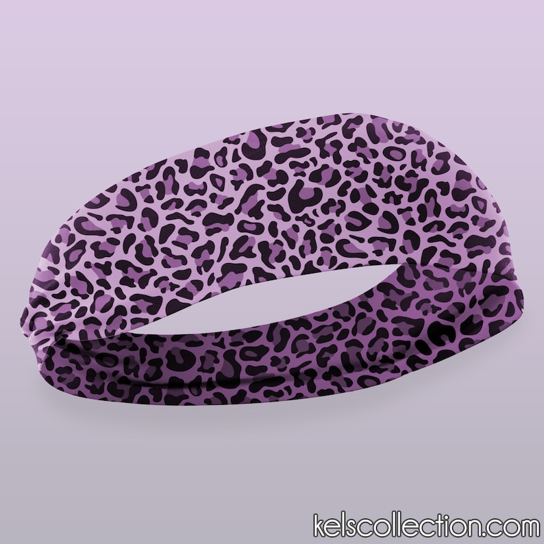 Leopardmönstrat stretchigt pannband - Lila leopard - Korall leopard - Trendigt pannband, perfekt för både vardags- och sportkläder Purple Leopard