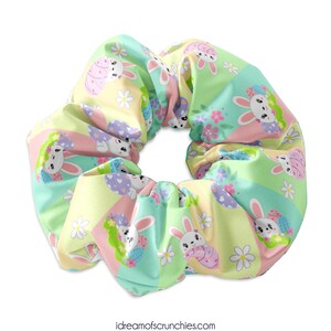 Easter Themed Hair Scrunchie on Easter Pastel Colored Fabric,Easter Bunny Rabbit Scrunchys,Easter Colors Scrunchy Hair Tie,Easter Scrunchies