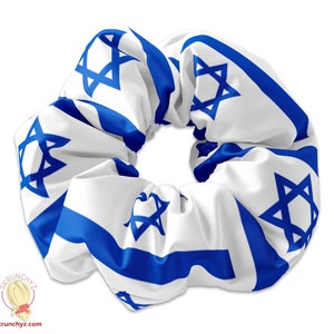 Israel Flag Scrunchie Hair Tie, Yom Ha&#39;atzmaut Hair Accessory, Israel Independence Day, Israeli Independence