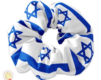 Israel Flag Scrunchie Hair Tie, Yom Ha'atzmaut Hair Accessory, Israel Independence Day, Israeli Independence