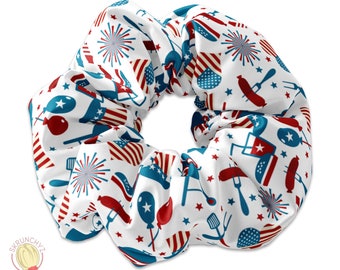 4th of July Festive Theme Scrunchie Hair Tie, Fourth of July Party Scrunchy Hair Accessory, Independence Day Scrunchies,Celebration Hair Tie