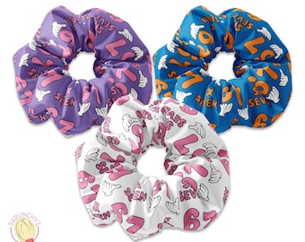 67 Pattern Scrunchies, Six Seven Scrunchys, 6/7 Retro Scrunchie Colorful Meme Design Hair Accessory, 80s Scrunchy 6 7 Skrunchyz
