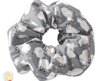Cute Lamb Pattern Scrunchy, Farm Animal Scrunchies, Sheep Print Scrunchy Hair ties