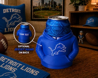 Lions 12oz Can Holder with Customizable Name on Back