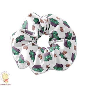 Cute Frankenstein Halloween Theme Scrunchie, Dr. Frankenstein's Monster Halloween Scrunchy