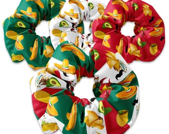 Patrón de celebración del Cinco de Mayo Lazos para el cabello Scrunchie, Cinta para el cabello con la bandera de México, Accesorio para el cabello Bandera Mexicana, Cinco de Mayo