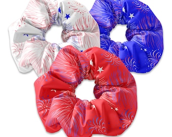 Día de la Independencia 4 de julio Corbata para el cabello Scrunchie, Accesorio para el cabello scrunchy del cuatro de julio, Bandera de los Estados Unidos de América, 4 de julio Moño para el cabello