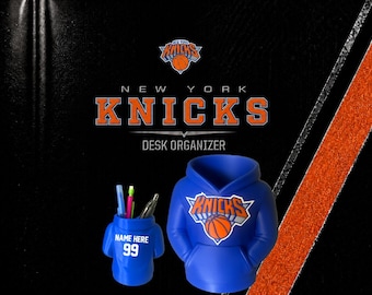 Knicks Pencil Holder Desk Organizer with Customizable Name and Number on Back