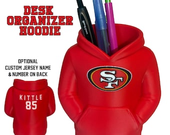 49ers Pencil Holder Desk Organizer with Customizable Name and Number on Back