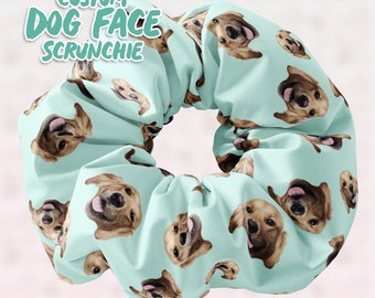 Personalized Dog Faces Scrunchie Hair Tie, Funny Dog Faces Scrunchy Hair Accessory, Hilarious gift idea for all ages, Custom Scrunchie