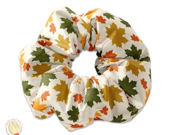 Fall Leaves Themed Scrunchie, Autumn Falling Leaves Scrunchies, Fall Season Scrunchie Hair Ties