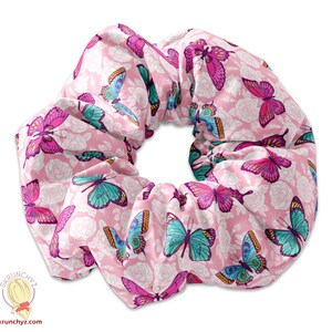 Butterflies and Roses Scrunchie Hair Ties, Butterfly Scrunchy Hair Accessory, Monarchy Scrunchys, Butterflies Scrunchies