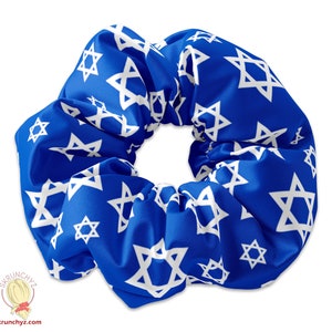 Star of David Israel Flag Scrunchie Hair Tie, Yom Ha&#39;atzmaut Hair Accessory, Israel Independence Day, Israeli Independence