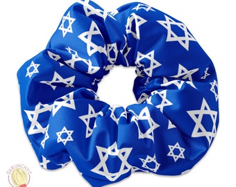 Star of David Israel Flag Scrunchie Hair Tie, Yom Ha'atzmaut Hair Accessory, Israel Independence Day, Israeli Independence