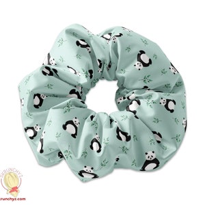 Cute Pandas and Bamboo Scrunchie Hair Tie, Panda Bear Scrunchy Hair Accessory, Cute Scrunchies, Panda Birthday Party Favors