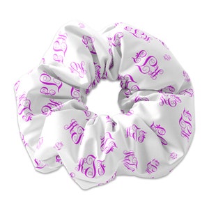 Personalized Monogram Scrunchie Hair Tie, Monogram Initials Scrunchy Hair Accessory