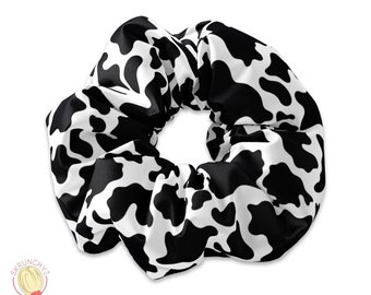 Cow Spots Pattern Scrunchie Hair Tie, Cow Scrunchys, Cow Skin Scrunchie Hair Accessory, Farm Life Scrunchy, Animal Hair Accessories