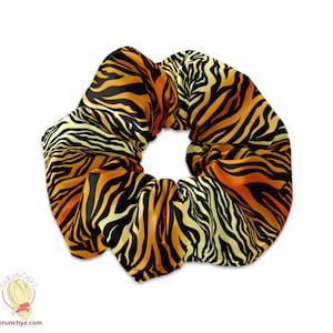 Tiger Stripe Pattern Scrunchie Hair Tie, Tiger Scrunchys, Tiger Skin Scrunchie Hair Accessory