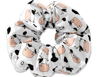 Sleeping Kawaii Cows Scrunchy, Cow Scrunchies, Cow print hair ties