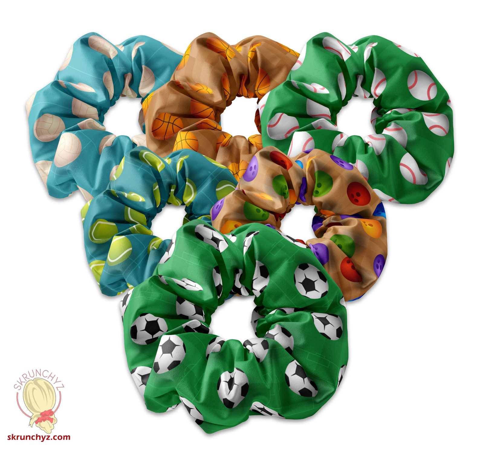 Sports Balls Themed Scrunchies Basketball Baseball Soccer Etsy