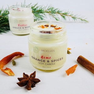 Orange Spices Kerze, Dankeschön, Geburtstagsgeschenk für Männer und Frauen, Natürliche Sojakerze Orange Gewürze, Firmengeschenk