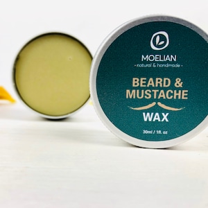 Beard and Mustache Wax, Natural Styling Wax for Beard and Mustache, Beeswax Sandalwood Beard Wax, Mens Grooming Care, Gifts for Men