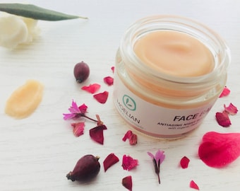 Crema facial de noche, bálsamo facial orgánico de rosa, crema de noche de geranio, crema de colágeno y manteca de karité, vitamina E, elixir facial de belleza, Moelian