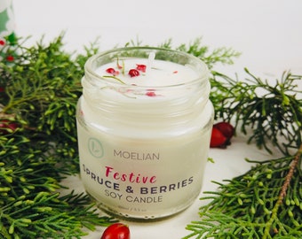 Scented Soy Candle, Spruce and Berries Eco Candle, Soy Candles, Essential Oil Candle