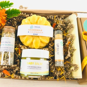 Zestaw prezentowy dla nowej mamy i dziecka, prezent Sunshine in a Box dla nowej mamy, prezent dla nowej mamy Gratulacje dla mamy, prezent na baby shower Organic Pampering Spa