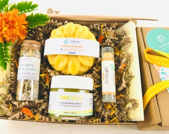 New Mother & Baby Gift Box, Sunshine in a Box Gift for New Mom, New Mother gift Congrats Mother, Baby Shower Organic Pampering Spa Gift