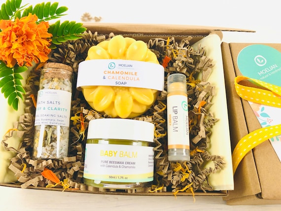 New Mother & Baby Gift Box, Sunshine in a Box Gift for New Mom, New Mother  Gift Congrats Mother, Baby Shower Organic Pampering Spa Gift 