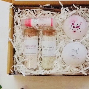 Geschenkbox Entspannung, Spa Geschenkbox, Badebombe Geschenkset, Umweltfreundliche Geschenke, Zero Waste, Badesalz, Pflegepaket für Sie
