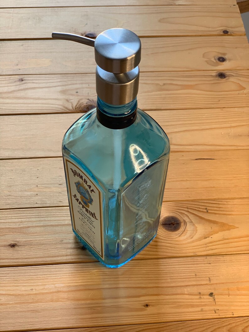 Bombay sapphire gin bottle soap dispenser Gin Bottle Gin Etsy