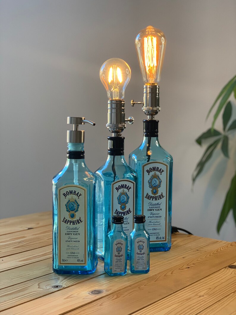 Bombay sapphire gin bottle soap dispenser Gin Bottle Gin Etsy
