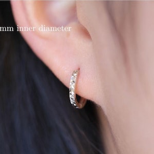 14k 18k Solid White Gold - Faceted Diamond Cut Hoops | Birthday Wedding Bridal Fancy Everyday Slim Gift For Her Huggie Hoop Huggies Earrings