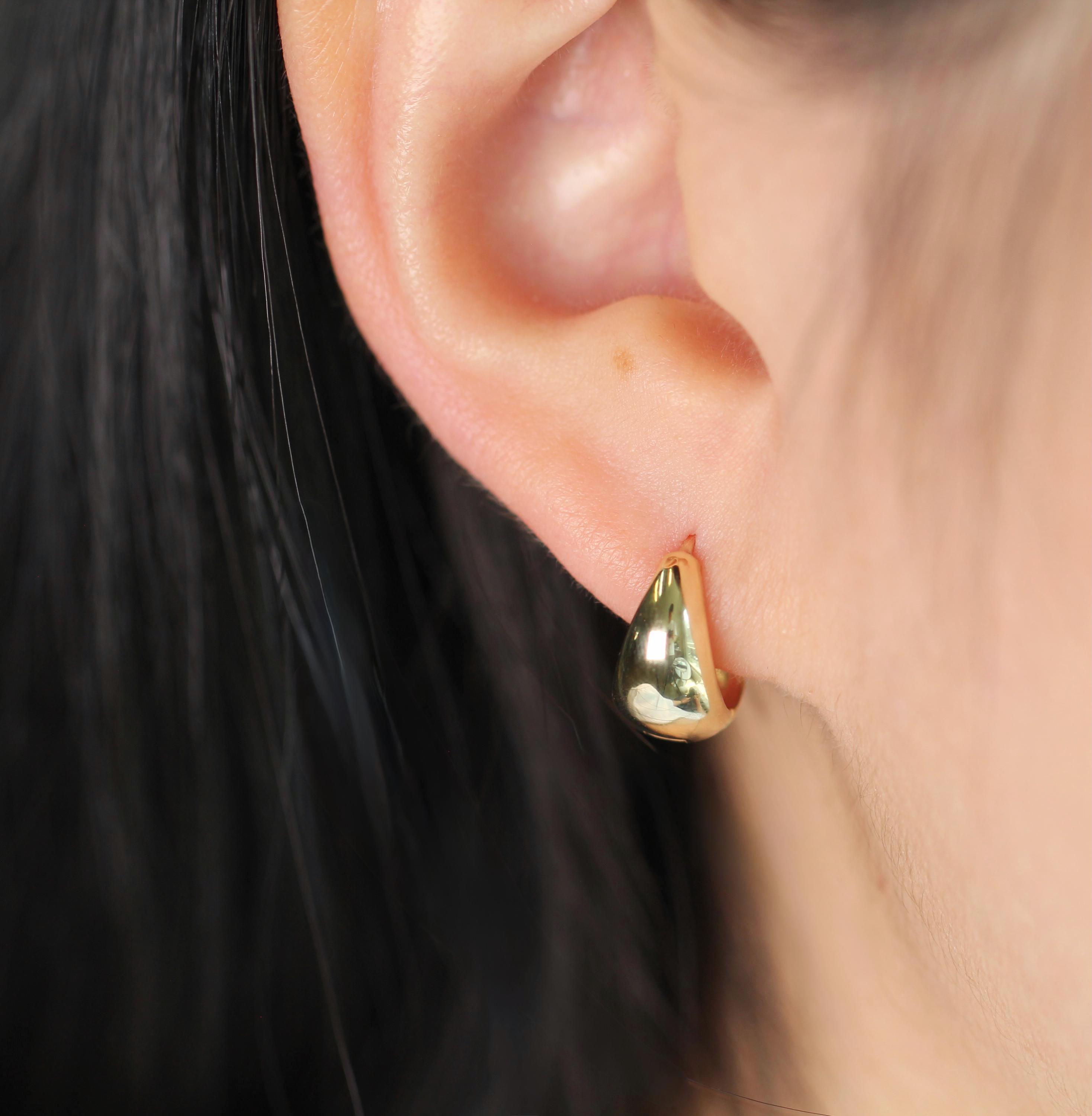 14K 18K Solid Gold - Classic Teardrop Hoops | Thick Chunky Gold Birthday Wedding Anniversary Gift For Her Wife Huggie Hoop Huggies Earrings