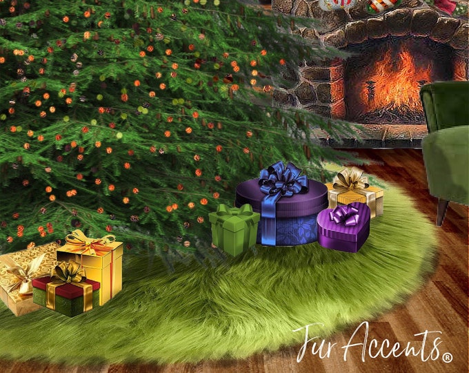 Shag Faux Fur Christmas Tree Garland - Olive Green Swag - Fireplace Mantle Decor - Bannister Decoration - Holiday Ornament  5' - 100'