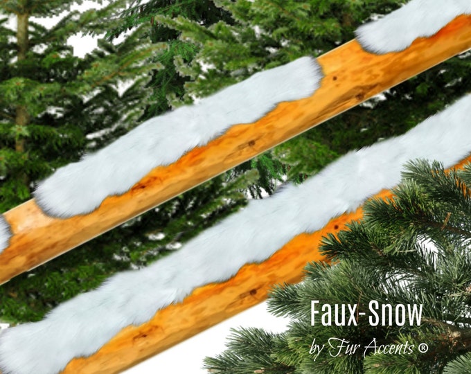 Faux Fur Snow Drifts, Faux-Snow Strips- Christmas Tree Garland,Decorations,Shag Swag, Fences,Railings,Stairs,Fireplace Mantle,White, 2'-100'