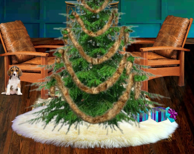 Premium Grape, Plum Faux Fur Christmas Tree Skirt Or Garland - Swag - Fireplace Mantle Decor - Decoration - Holiday Ornament , Made in USA