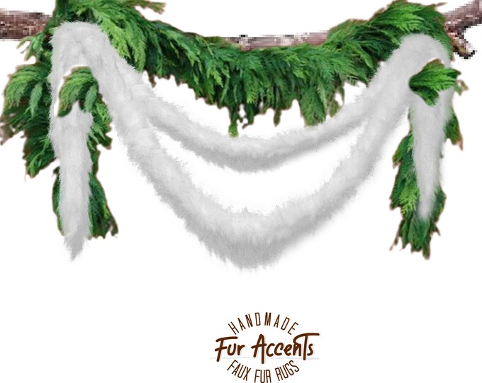 Faux Fur Christmas Tree Garland - Swag - Fireplace Mantle Decor - Bannister Decoration - Holiday Ornament - Cranberry, White, Green, Colors