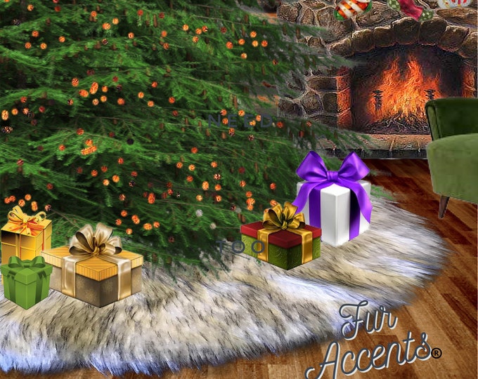 Shag Faux Fur Christmas Tree Garland - White Black Tipped Swag - Fireplace Mantle Decor - Bannister Decoration - Holiday Ornament  5' - 100'