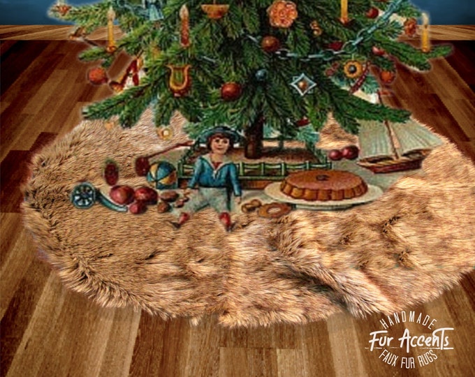 Premium Wolf, Coyote Faux Fur Christmas Tree Skirt Or Garland - Swag - Fireplace Mantle Decor - Decoration - Holiday Ornament , Made in USA