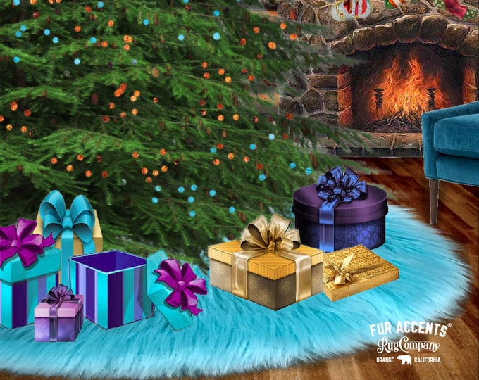 Shag Faux Fur Christmas Tree Garland - Turquoise Swag - Fireplace Mantle Decor - Bannister Decoration - Holiday Ornament  5' - 100'