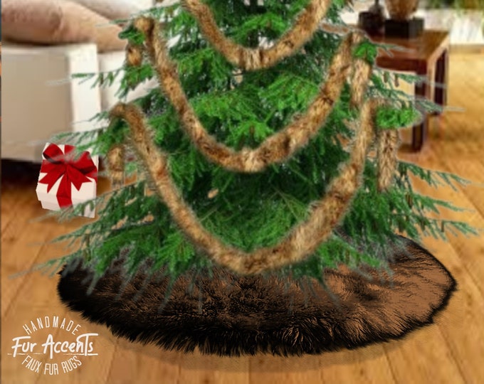 Premium Wolf, Coyote Faux Fur Christmas Tree Skirt Or Garland - Swag - Fireplace Mantle Decor - Decoration - Holiday Ornament , Made in USA