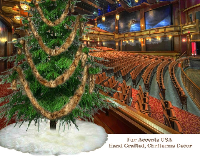 Premium Wolf/Coyote Faux Fur Christmas Tree Garland - Swag - Fireplace Mantle Decor - Bannister Decoration - Holiday Ornament - 5' to 100'