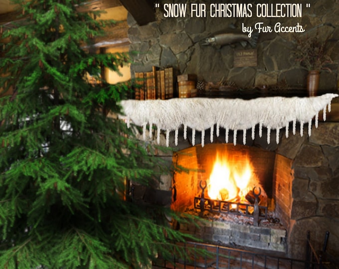 All I Want Fur Christmas - Soft - Premium Faux Fireplace Mantle Scarf - Snow Icicle Fringe - Holiday Decor - Fox Tail - Original Designs