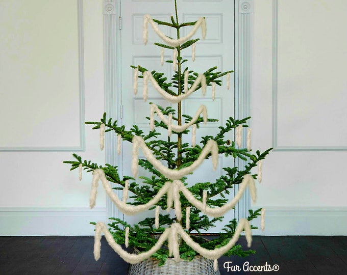 Faux Fur Garland,Christmas Decorations,Swag,Fireplace Mantle,Christmas Tree Trim,Bannister,Holiday Decor,Scarf, Boa,Faux Marabou